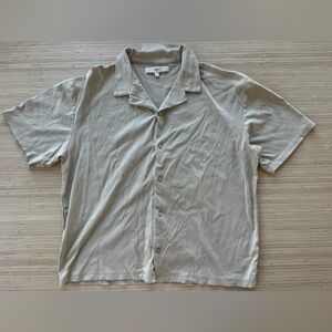 Mens River island size large tan/ beige button down top short sleeve